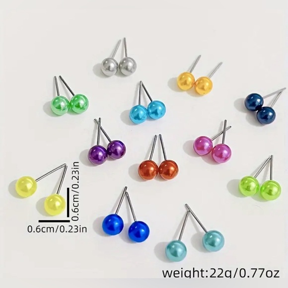 Wholesale Alert 🚨5pc Mix Faux Color Pearl Earrings Studs - Picture 6 of 7